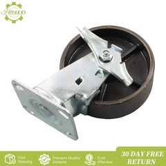 4PCS 6″ Industrial Casters- Heavy Duty Casters, Cast Iron Wheel with Brake