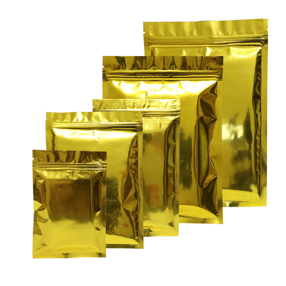 Flat Double-Sided Glossy Gold Mylar QuickQlick™ Bags Variety QTY Sizes