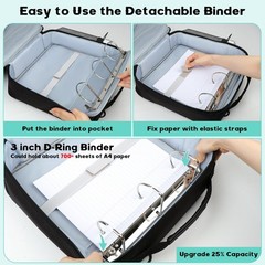 3″ D-Ring Zipper Binder Backpack 700 Sheets Capacity 13″ Laptop Compartment Bag