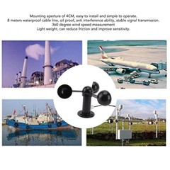 Anemometer 8M Cable 4cm Mounting Hole – 3-Cup Wind Speed Detector for Outdoor…