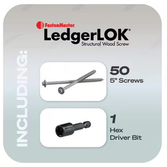 Ledgerlok Structural Ledger Board Screws – 5 Inch Wood Screws with Hex Head – Gr