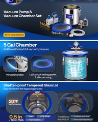5 Gal Vacuum Chamber with 3.5 CFM 1 Stage Pump for Degassing Tempered Glass Lid