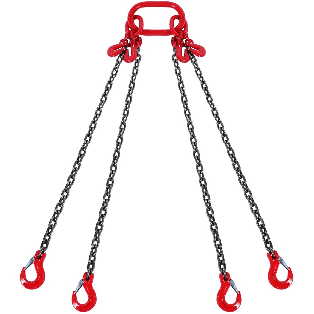 VEVOR 3/8″ x 10′ Chain Sling 4 Legs G80 Lifting Chain with Grab Hooks 18400 lbs