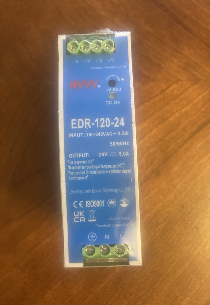 NVVV EDR-120-24 Single Output DIN Rail Power Supply 24V 5 Amp 120W New Sealed