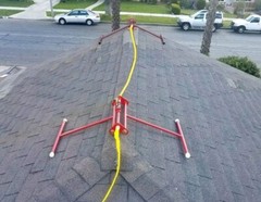 Roof-top Sprinkler with Brass 3/4 Hose Bibb Valve Swivel Adapter & 25′ Fire Hose