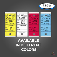 Car Dealer Key Tags (Laminated Self-Protecting) (250 Tags w/ Metal Rings)