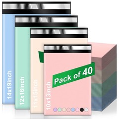 Multi Size Poly Mailers Variety Pack(10 Each: 14×19,12×16,11×15,10×13), 40Pac…