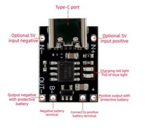 Smallest USB Type C Lithium Battery Charging Module & Protection 3.7V 4.2V