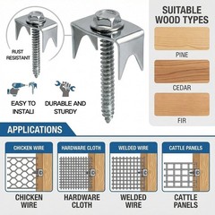 200 Pack of 1.6 Inch Galvanized Steel Fence Staples – Easy Screw Installation