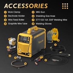 200A MIG Welder, Gasless/Gas MIG/Lift TIG/Stick 110/220V IGBT Welding Machine