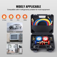 VEVOR AC Manifold Gauge Set 3-Way Fit R134A R12 R502 Refrigeration Charging