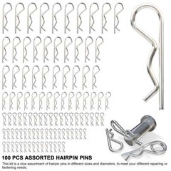 100 Pcs Cotter Pins Assortment Kit Hitch Pin Clip Locking R Hairpin Mower Deck