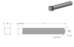 (2) 7/8-9 x 6 Square Head Set Screw Steel Plain Jack Bolt Hardened 7/8″ .875×6″