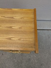 Vintage Industrial Mission Style Oak Wood Filing File Cabinet 2 Drawer Brass E69