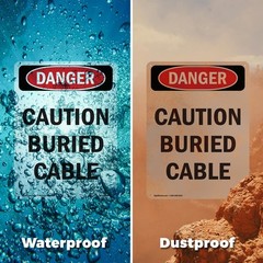 Caution Buried Cable OSHA Danger Sign Metal, Plastic, Or Decal – 5 or 10 Pack