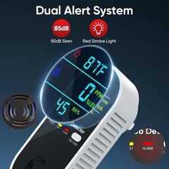 4PCS 4-IN-1 NATURAL GAS LEAK DETECTOR & CARBON MONOXIDE DETECTORS W/ TEMPERATURE