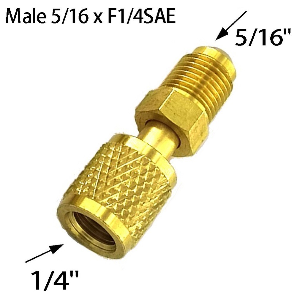 Easy to Install Brass Adapter for R32 R410a AC Systems Male 5/16 x F1/4 SAE