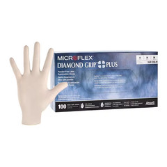 Microflex Diamond Grip Plus DGP-350 Tan Latex Gloves, Medium, 5 mil, 9″, 100/Box