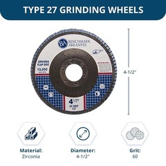 Benchmark Abrasives 4.5″ Premium Zirconia Type 27 Flap Discs Grinding Wheels …