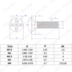 304 Stainless Steel Non-Standard Phillips Countersunk Flat Small Head Screws