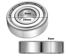 BGR (20 PCS) 608-ZZ Ball Bearing 8x22x7 Dual Shielded Metal Chrome Skateboard