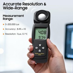 Digital Illuminance Light Meter 0~200,000 Lux 180 Rotating Sensor LCD Plant