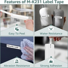 4PK M-K231 MK-231 For Brother P-Touch Label Tape 12mm Black on White PT-65 PT-85