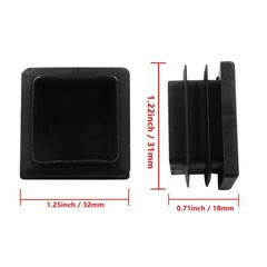 8 Pack 1.25″ Square Plastic Tubing Plug Black Steel Fence Post End Caps