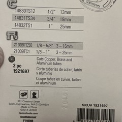 LENOX Tubing Cutter Wheels Set 2 pc 5/8 Inch Replacement CHN 1921697 (2 Packs)