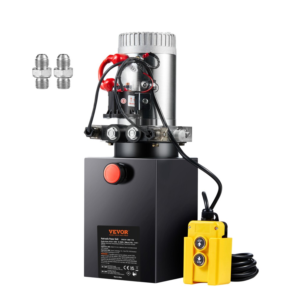 VEVOR 10 Quart Double Acting Hydraulic Pump 12V Dump Trailer Power Unit 2.1HP
