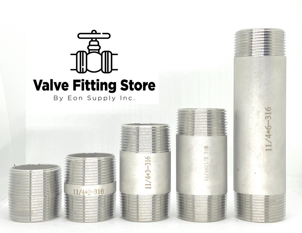 1-1/4″ inch Long PIPE NIPPLE NPT Stainless Steel 316 ALL Length Barrel Nipple
