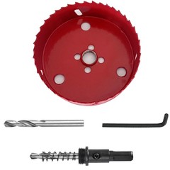 4 Inch Hole Saw with Arbor HSS Mandrels M42 Bi-Metal Red