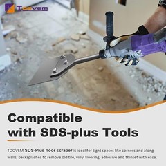 Toovem SDS Plus Floor Scraper with Spare Blades 4″x10” Tile Removal Chisel Tool