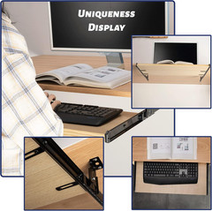 14″ Keyboard Slide Heavy Duty Ball Bearing Slides Computer Tray Under Desk Rails