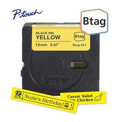 Brother Genuine Btag Black Print On Yellow Label Tape 12Mm 0.47In 13.1Ft