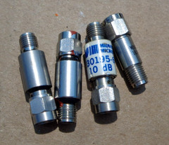 4 pcs. SMA RF Attenuators – Midwest Microwave 10dB, Litton AS 196024-1, etc.