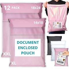 Poly Shipping Bags 12 Pack, Poly Mailers 14×18 & 18×24, Clot Shipping Bags