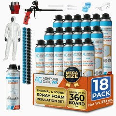 Adhesive Guru Spray Foam Insulation Kit (18 x 32.80 oz/930 gr – 360 Board feet),
