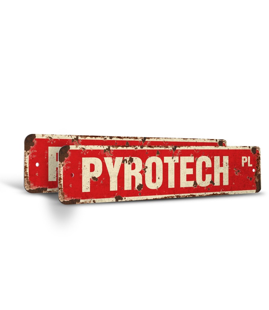 PYROTECH Vintage Style Street Sign pyrotechnics fireworks firework celebration