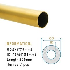 Tynulox H62 3/4″(19mm) OD Brass Tube 0.5mm Wall × 300mm Length 19 mm