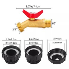 275-330 Gallon IBC Tote Adapter Brass Faucet 2″ Cam Lock to Garden Hose 3/4″