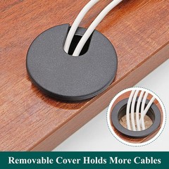 Litoexpe Black Desk Cord Grommets 1-1/2 Inch, Plastic