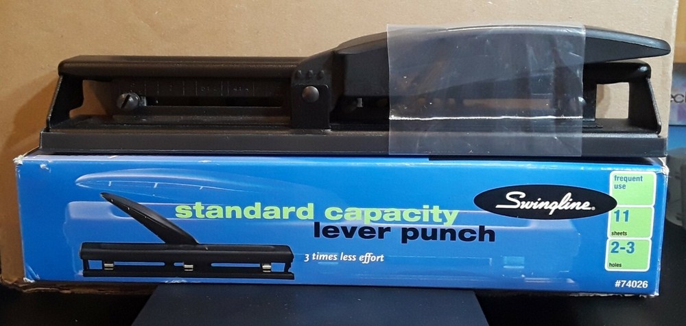 NEW Swingline 2 – 3 Hole Lever Paper Hole Punch # 74026 Easy Effort Lever Black