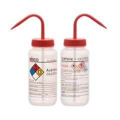 Acetone Wash Bottle, 500ml – Wide Mouth, Pre-Labeled – LDPE – Eisco Labs