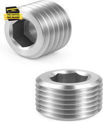 5 PCS 3/8″ NPT Male Pipe Plug Stainless Steel Pipe Plug Fitting Set Hex Counter