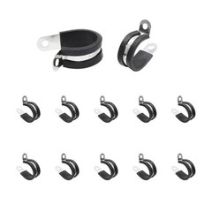 Suiwotin 12pcs 1 inch (25mm) Cable Clamps, Stainless 1 inch-12pcs, Black