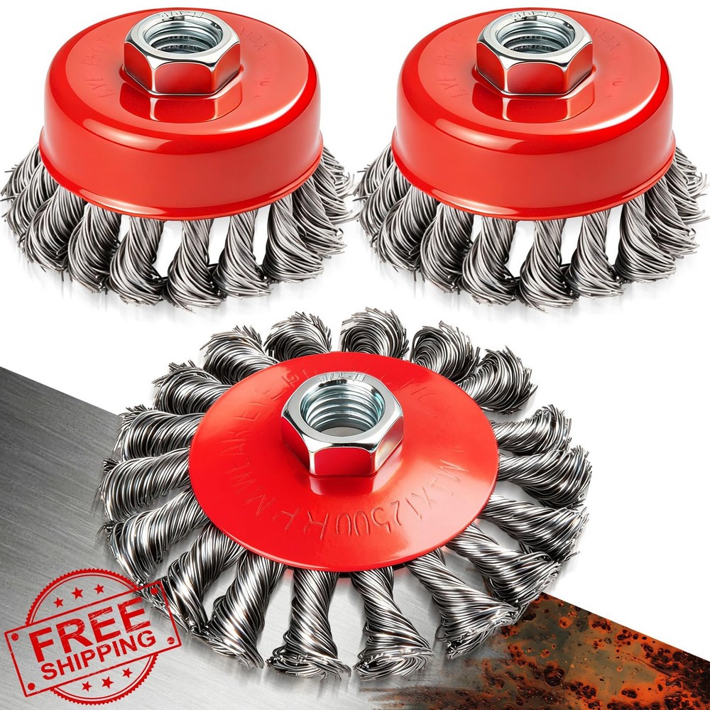 DIYSELF Wire Wheel Brush 3 Inch for Angle Grinder, 3 Pack