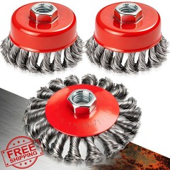 DIYSELF Wire Wheel Brush 3 Inch for Angle Grinder, 3 Pack