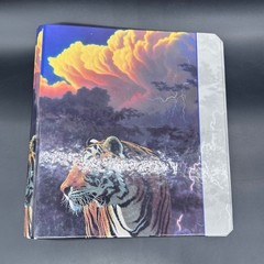 Vintage Three Ring Binder 1990s Lightning Clouds Waiting Tiger School Office