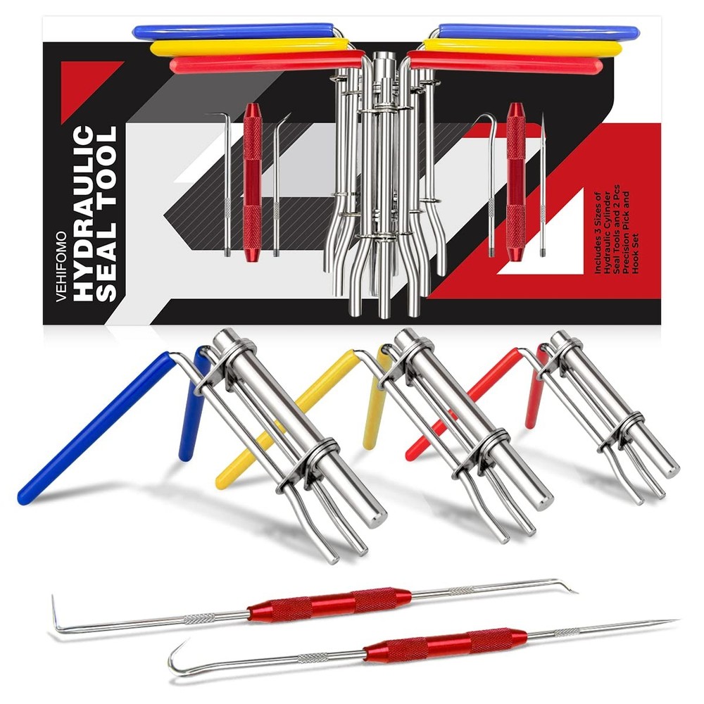 VEHIFOMO 5 Pcs Hydraulic Seal Installation Tool Kit, Pro-5PCS, Red
